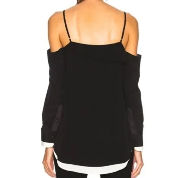 Rag & Bone SILK NWT $179 Cold Shoulder Long Sleeve Blouse Karley Shirt Tuedo - Picture 4 of 8